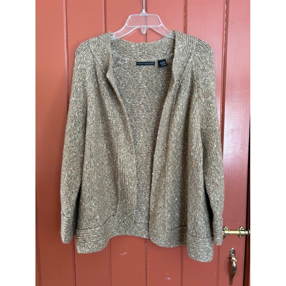 Preswick & Moore Womens Large Brown Marled Open Front Cardigan Sweater Knit L‎